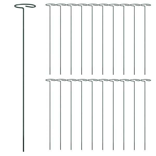 vidaXL Garden Plant Stakes 20 pcs Dark Green 40 cm Steel