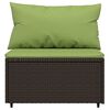 vidaXL Garden Middle Sofa with Cushions Brown Poly Rattan