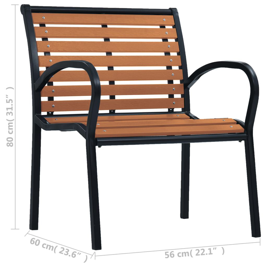 vidaXL Garden Chairs 2 pcs Steel and WPC Black and Brown