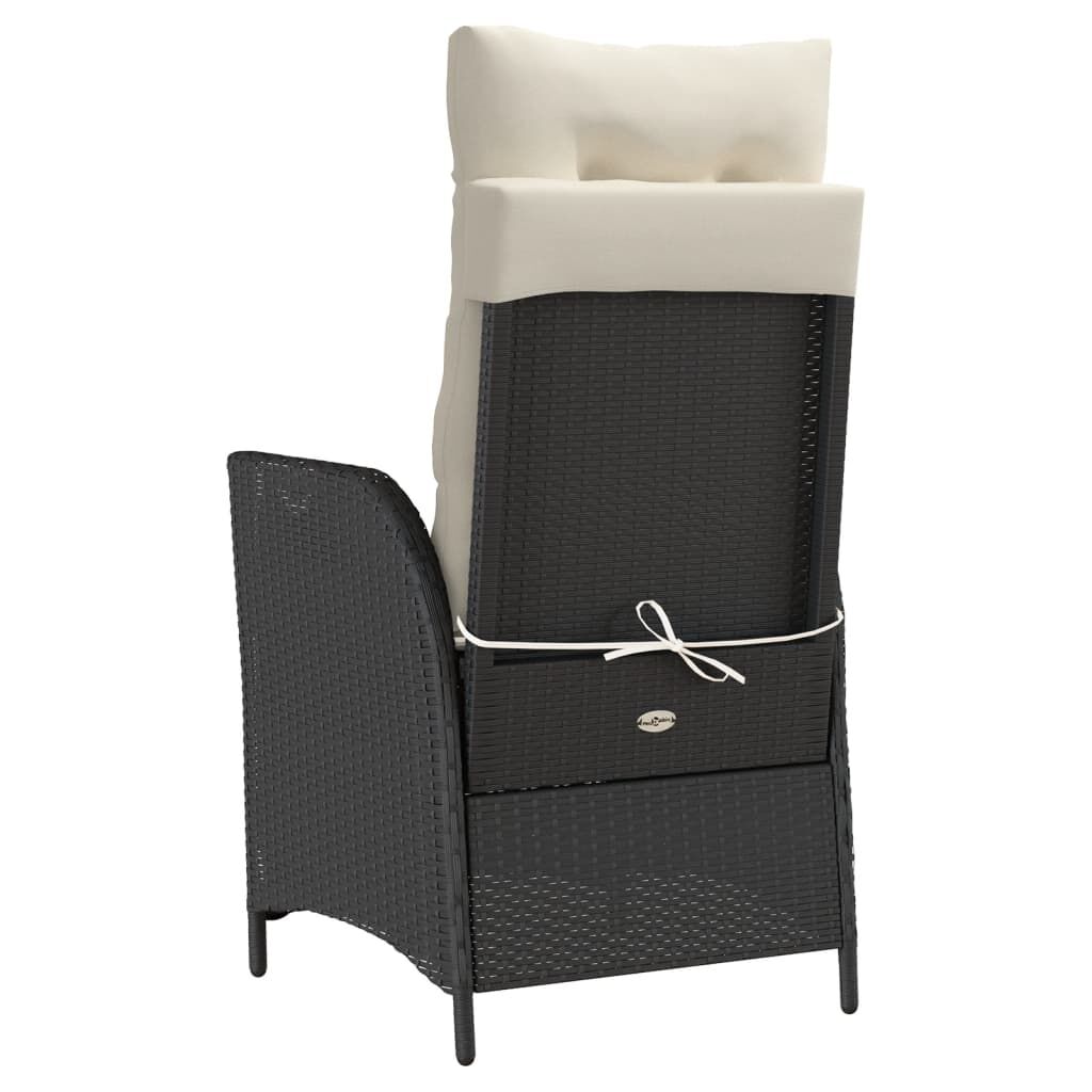 vidaXL 3 Piece Bistro Set with Cushions Black Poly Rattan