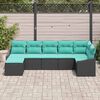 vidaXL Garden Sofa Set with Cushion 7 pcs Black, Turquoise