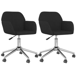 vidaXL Swivel Dining Chairs 2 pcs Black Fabric