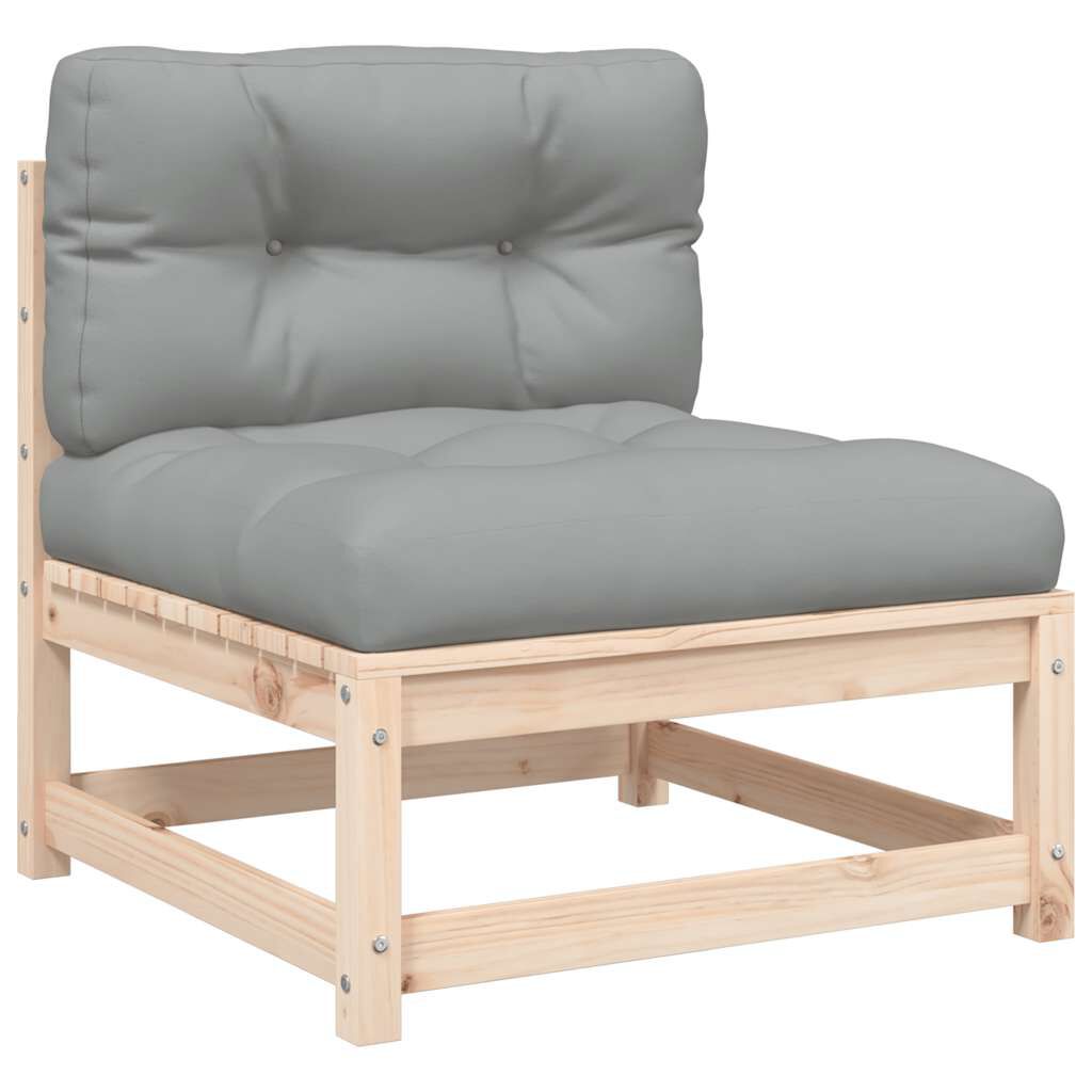 vidaXL Garden Sofa Armless with Cushions Solid Wood Pine
