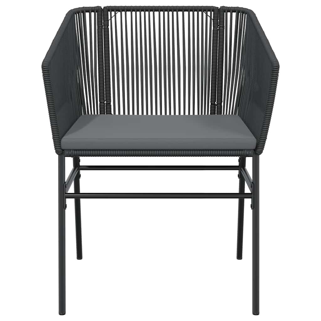 vidaXL 3 Piece Garden Dining Set with Cushions Black Poly Rattan Glass