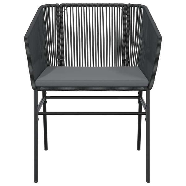 vidaXL 3 Piece Garden Dining Set with Cushions Black Poly Rattan Glass