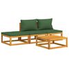 vidaXL 4 Piece Garden Lounge Set with Green Cushions Solid Wood