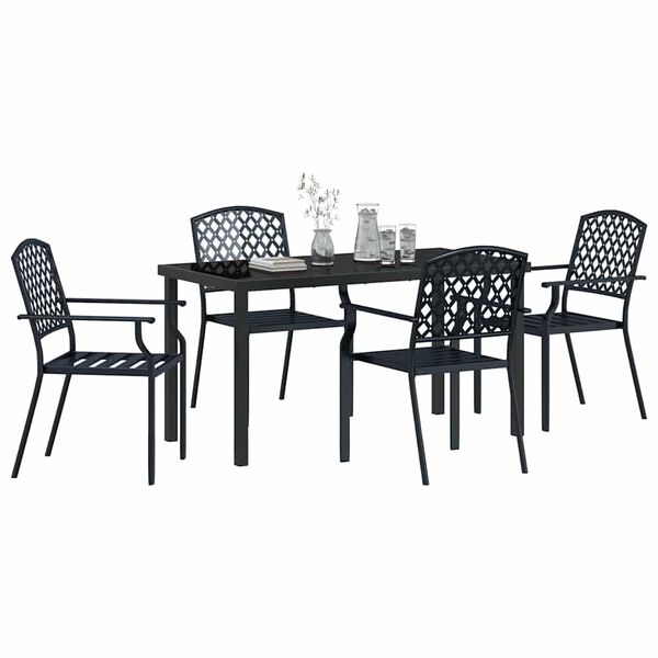 vidaXL Garden Dining Set 5 pcs Anthracite Powder-Coated Steel