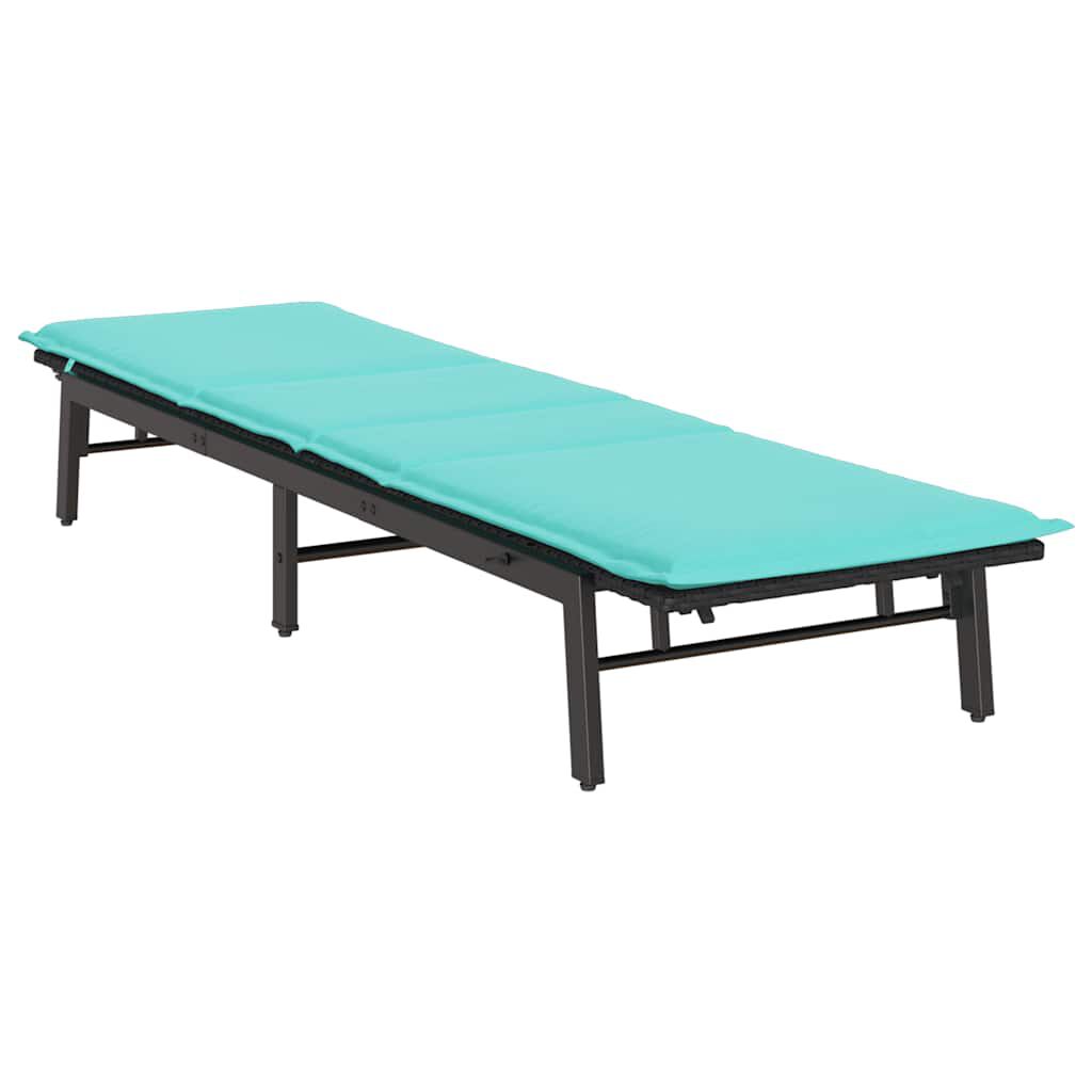 vidaXL Sun Lounger with Cushion Black Poly Rattan