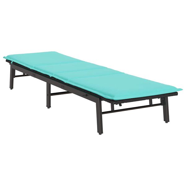 vidaXL Sun Lounger with Cushion Black Poly Rattan