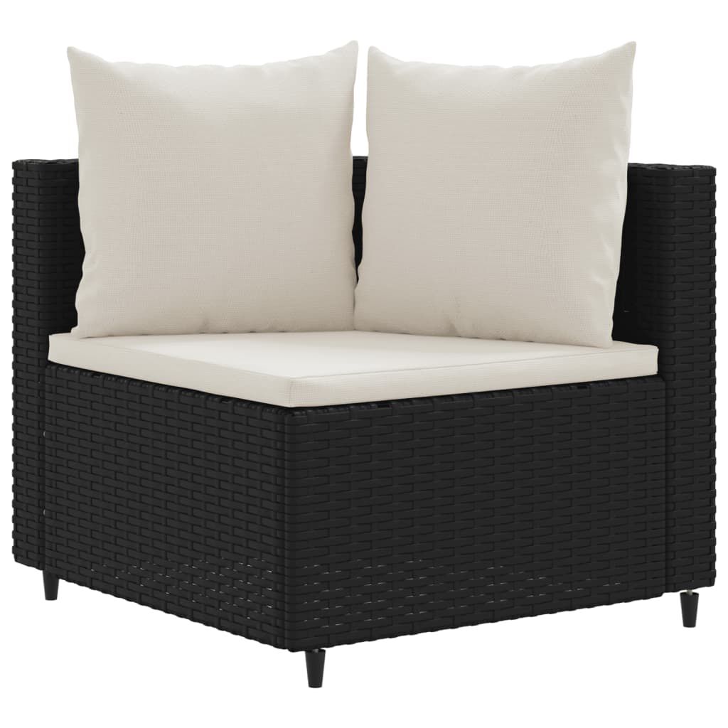 vidaXL 4 Piece Garden Sofa Set with Cushions Black Poly Rattan