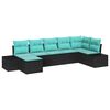 vidaXL Garden Sofa Set 7 pcs Black and turquoise 319 x 154 x 85 cm