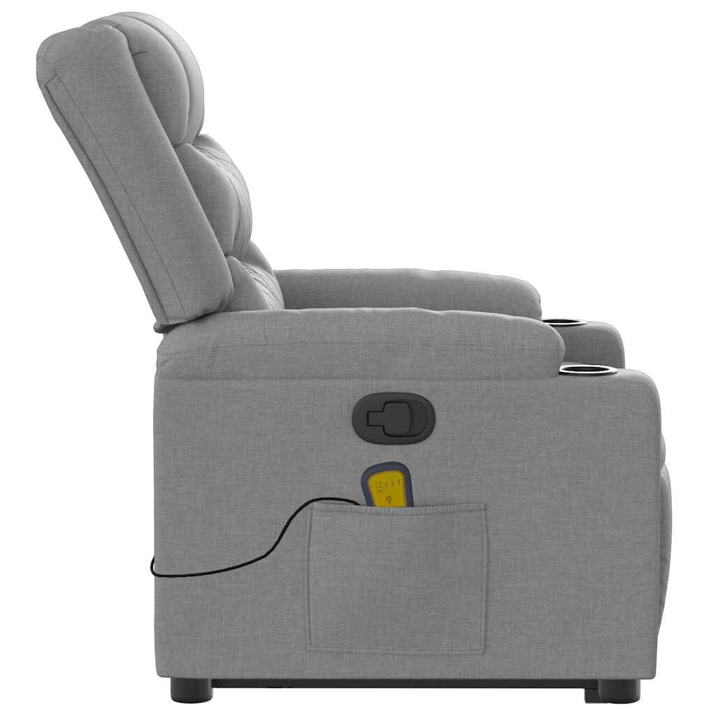 vidaXL Stand up Massage Recliner Chair Light Grey Fabric