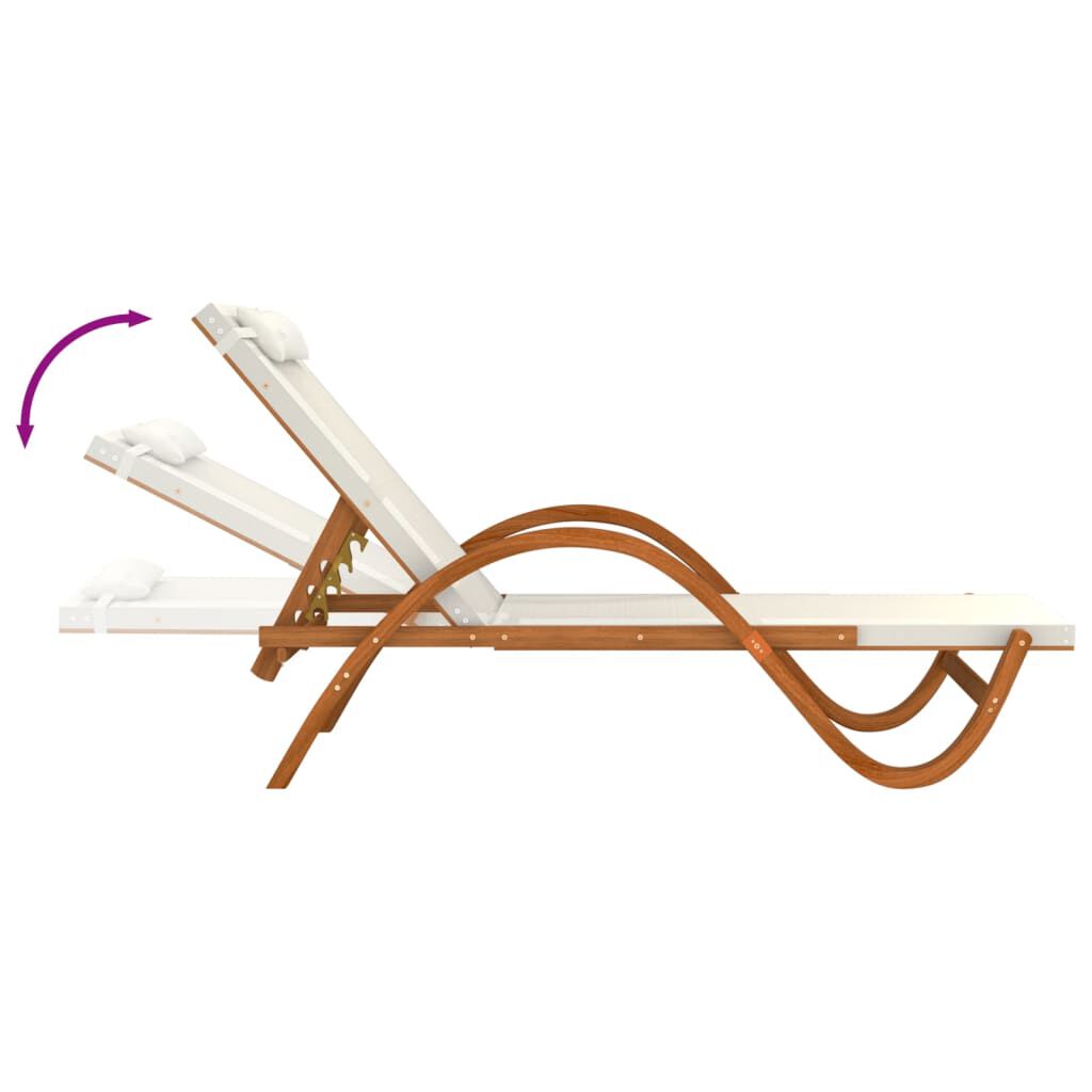 vidaXL Sun Lounger with Pillow White Textilene and Solid Wood Poplar