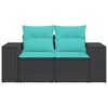 vidaXL Garden Sofa with Cushions 2-Seater Black Poly Rattan