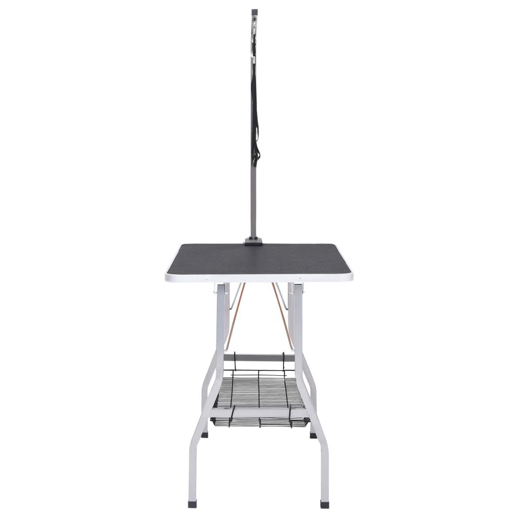 vidaXL Adjustable Dog Grooming Table with 2 Loops and Basket