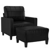 vidaXL Sofa Chair with Footstool Black 60 cm Faux Leather