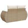 vidaXL Garden Sofa with Cushions 2-Seater Beige Poly Rattan