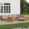 vidaXL 12 Piece Garden Lounge Set with Taupe Cushions Solid Wood