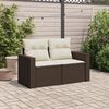 vidaXL Garden Sofa with Cushions 2-Seater Brown Poly Rattan