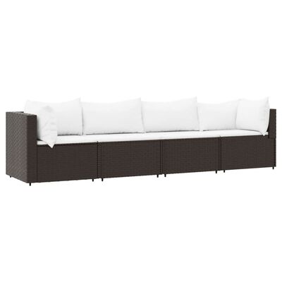 vidaXL 4 Piece Garden Lounge Set with Cushions Brown Poly Rattan
