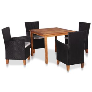 vidaXL 5 Piece Outdoor Dining Set Poly Rattan Black and Brown
