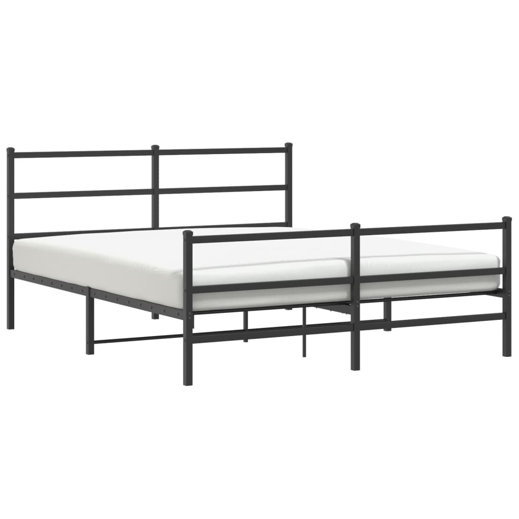 vidaXL Metal Bed Frame without Mattress with Footboard Black 150x200cm