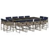 vidaXL 13 Piece Garden Dining Set with Cushions Grey Poly Rattan