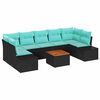 vidaXL Garden Sofa Set 8 pcs Black and turquoise