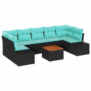 vidaXL Garden Sofa Set 8 pcs Black and turquoise