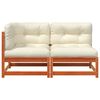 vidaXL Garden Sofa with Cushions 2-Seater Wax Brown Solid Wood Pine