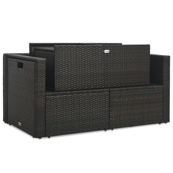 vidaXL 6 Piece Garden Lounge Set with Cushions Poly Rattan Brown