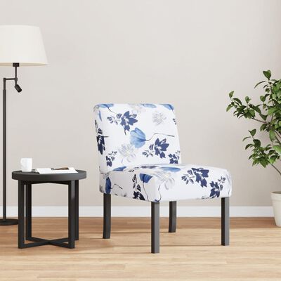 vidaXL Slipper Chair Blue Flower Fabric