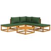 vidaXL 6 Piece Garden Lounge Set with Green Cushions Solid Wood