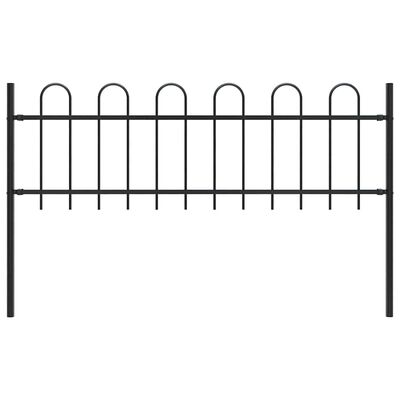 vidaXL Garden Fence with Hoop Top Steel 1.8 m Black