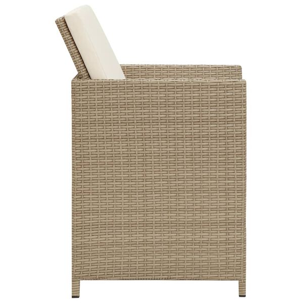 vidaXL 3 Piece Garden Dining Set with Cushions Beige