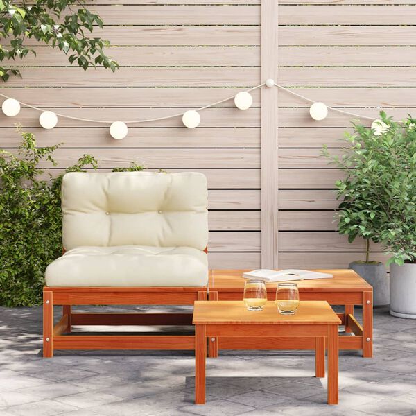 vidaXL Garden Sofa Armless with Cushions and Footstool