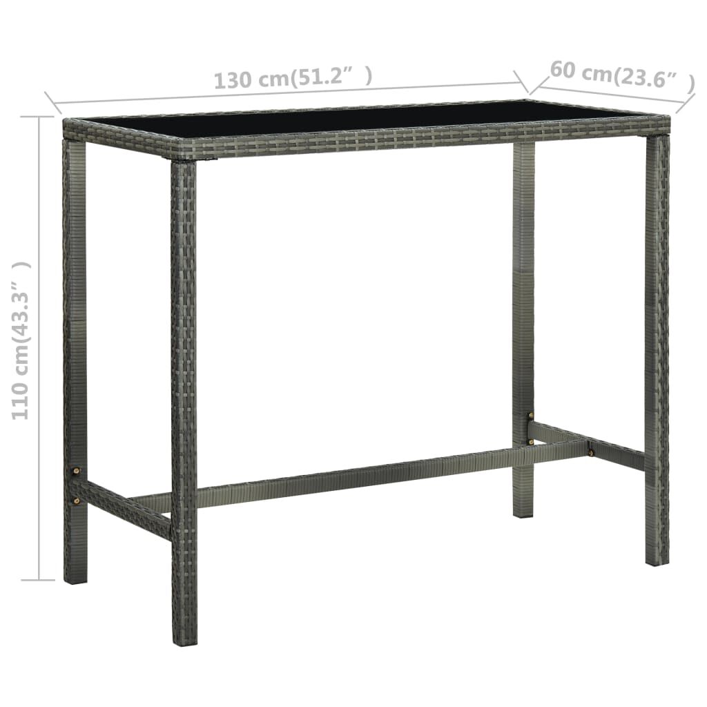 vidaXL 9 Piece Garden Bar Set with Cushions Poly Rattan Grey