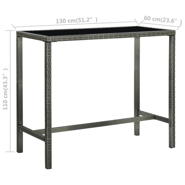 vidaXL 9 Piece Garden Bar Set with Cushions Poly Rattan Grey