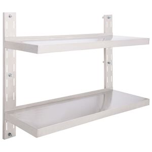 vidaXL 2-Tier Floating Wall Shelf Stainless Steel 100x30 cm