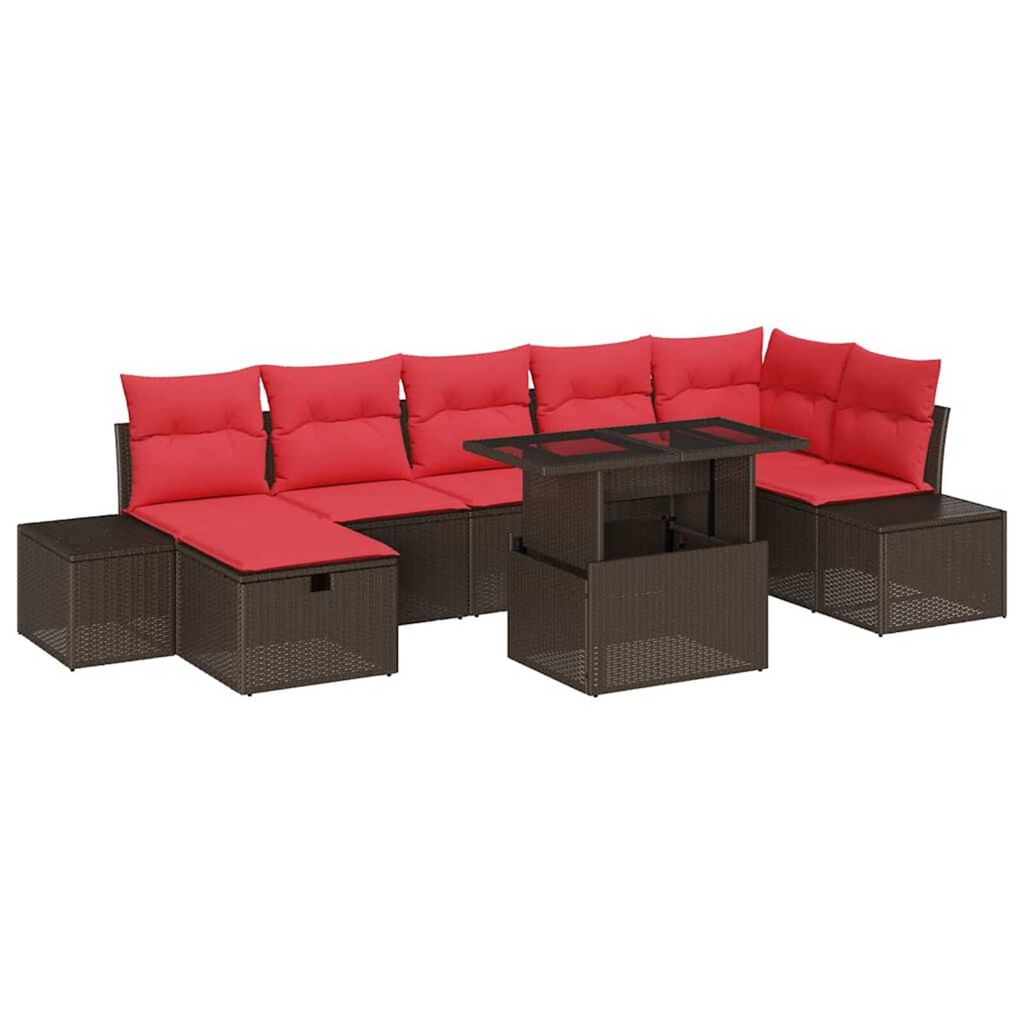 vidaXL Garden Sofa Set with Cushion 8 pcs Brown Poly rattan