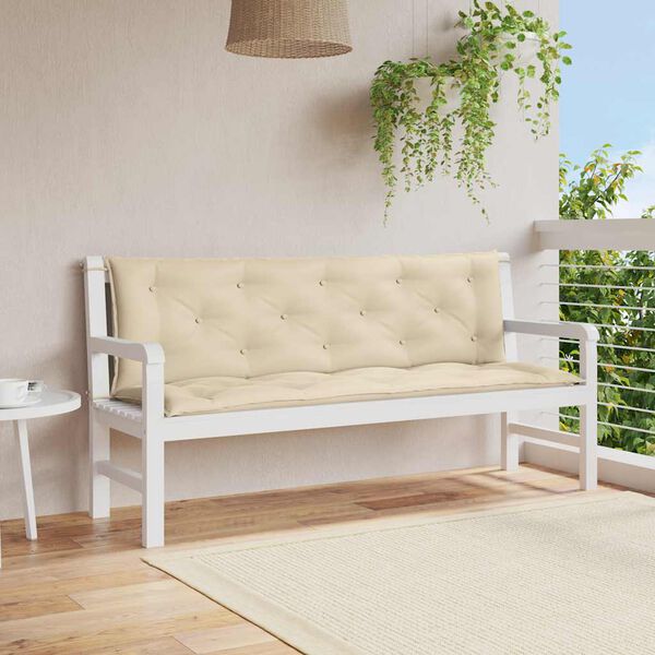 vidaXL Garden Bench Cushion Beige 150x(50+50)x7cm Oxford Fabric