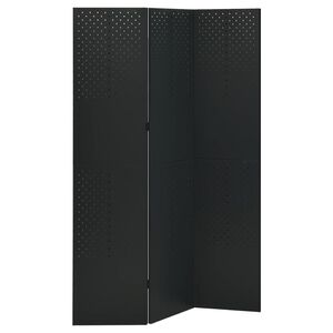 vidaXL 3-Panel Room Divider Black 120x180 cm Steel