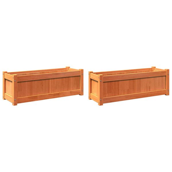 vidaXL Garden Planters 2 pcs Wax Brown Solid Wood Pine