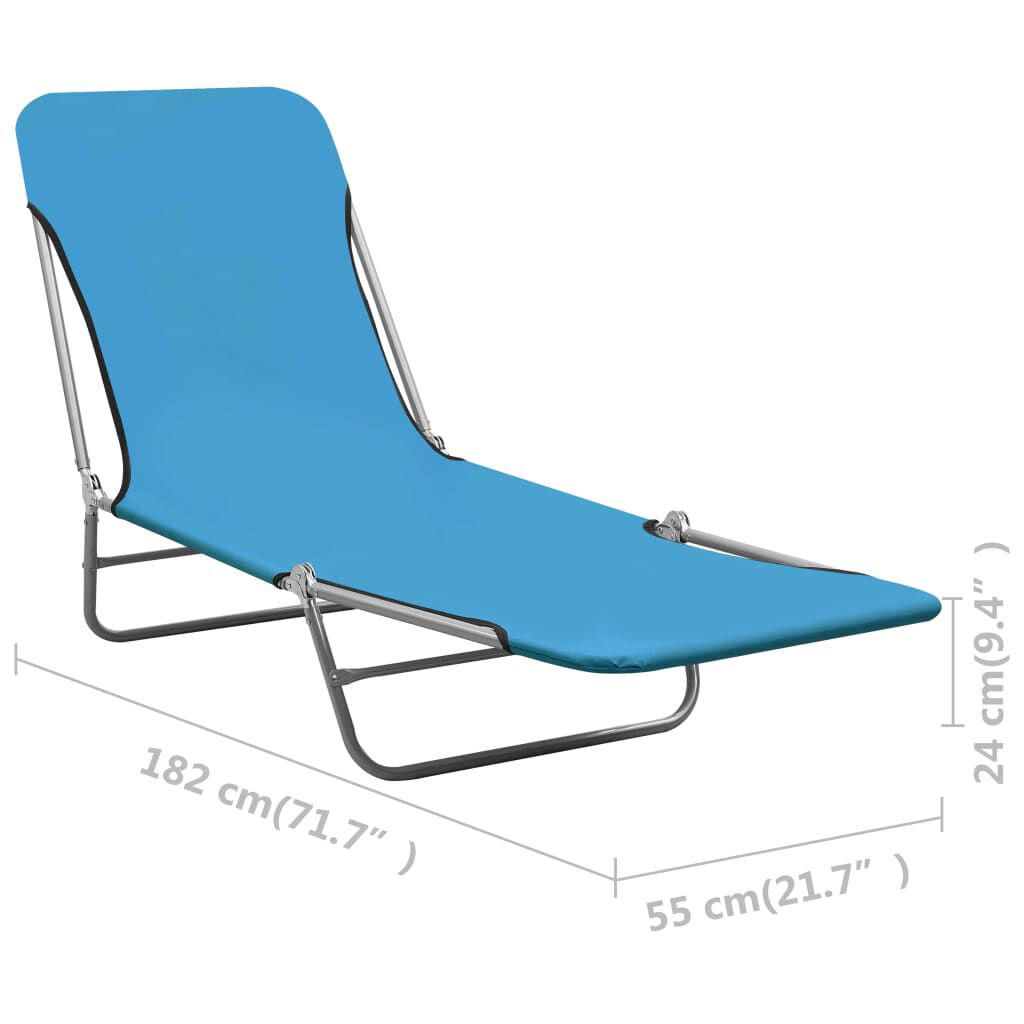 vidaXL Folding Sun Loungers 2 pcs Steel and Fabric Blue