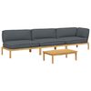 vidaXL Sofa Set with Cushion Plain 4 pcs Anthracite Solid Acacia Wood
