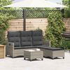 vidaXL 3 Piece Garden Sofa Set with Cushions L-shaped Grey Poly Rattan