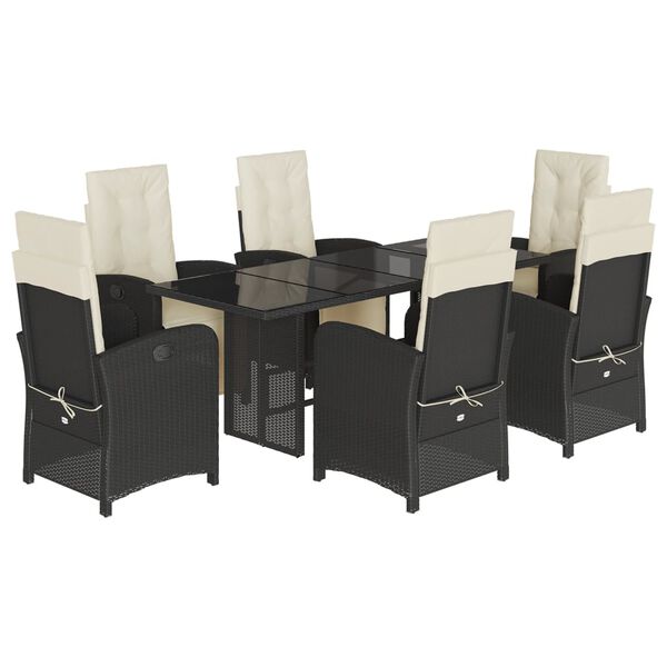 vidaXL 7 Piece Garden Dining Set with Cushions Beige Poly Rattan