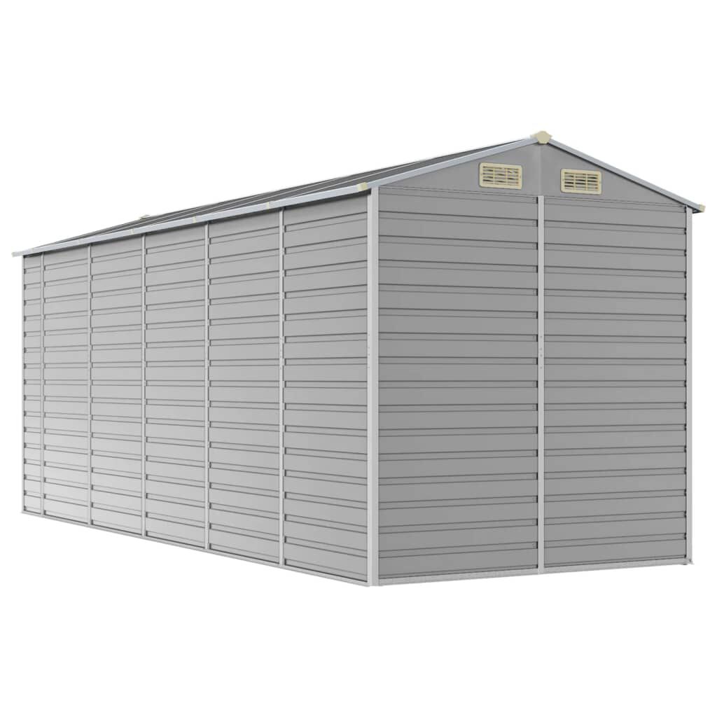 vidaXL Garden Shed Light Grey 191x470x198 cm Galvanised Steel