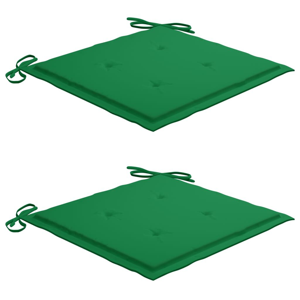 vidaXL Garden Chairs 2 pcs with Green Cushions Solid Teak Wood