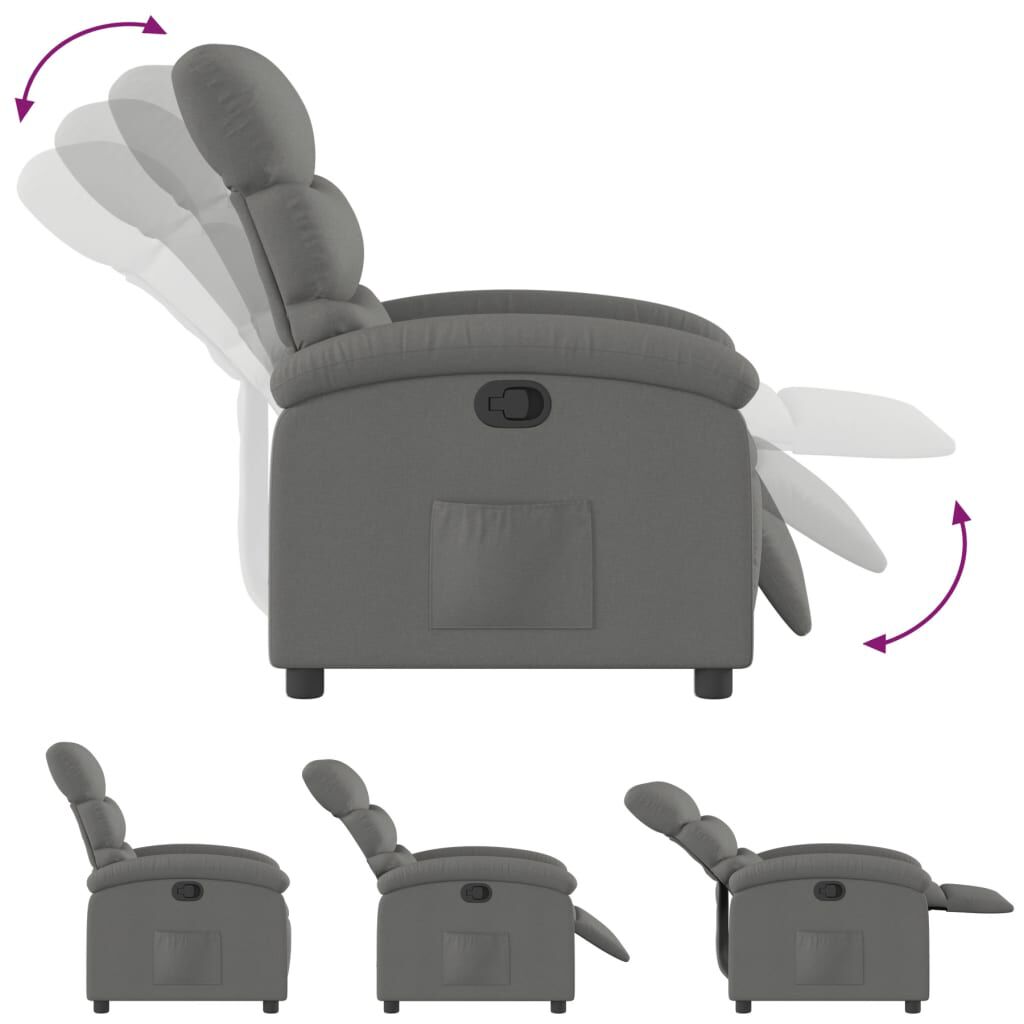 vidaXL Recliner Chair Dark Grey Fabric
